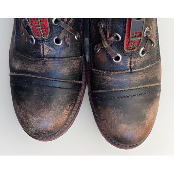 FreeBird Steven Liverpool Zip Distressed Leather‎ Boots W 10 Brown Red Combat - Picture 6 of 10